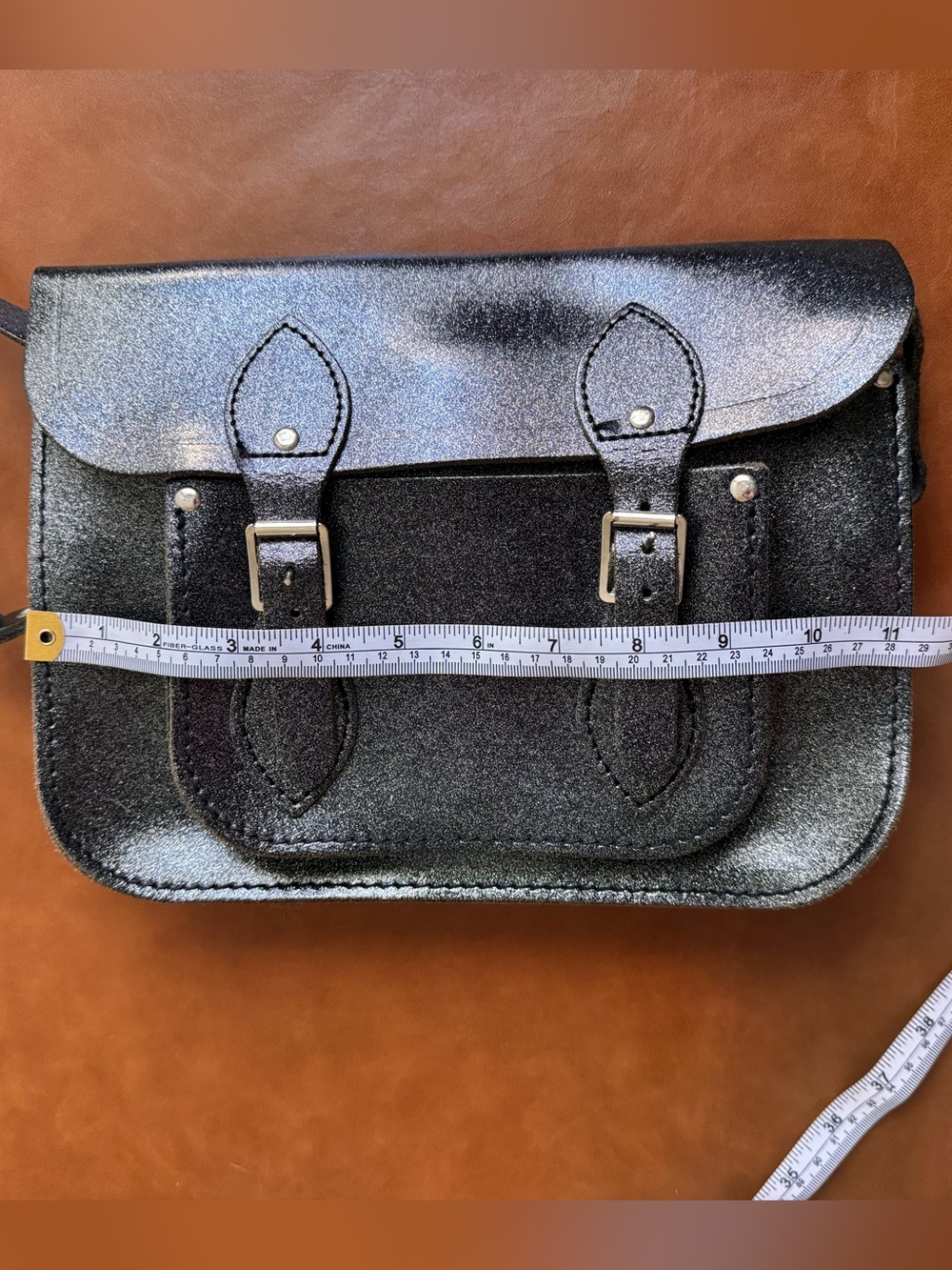 The Cambridge Satchel Company Metallic Black Leather Crossbody - Picture 7 of 8